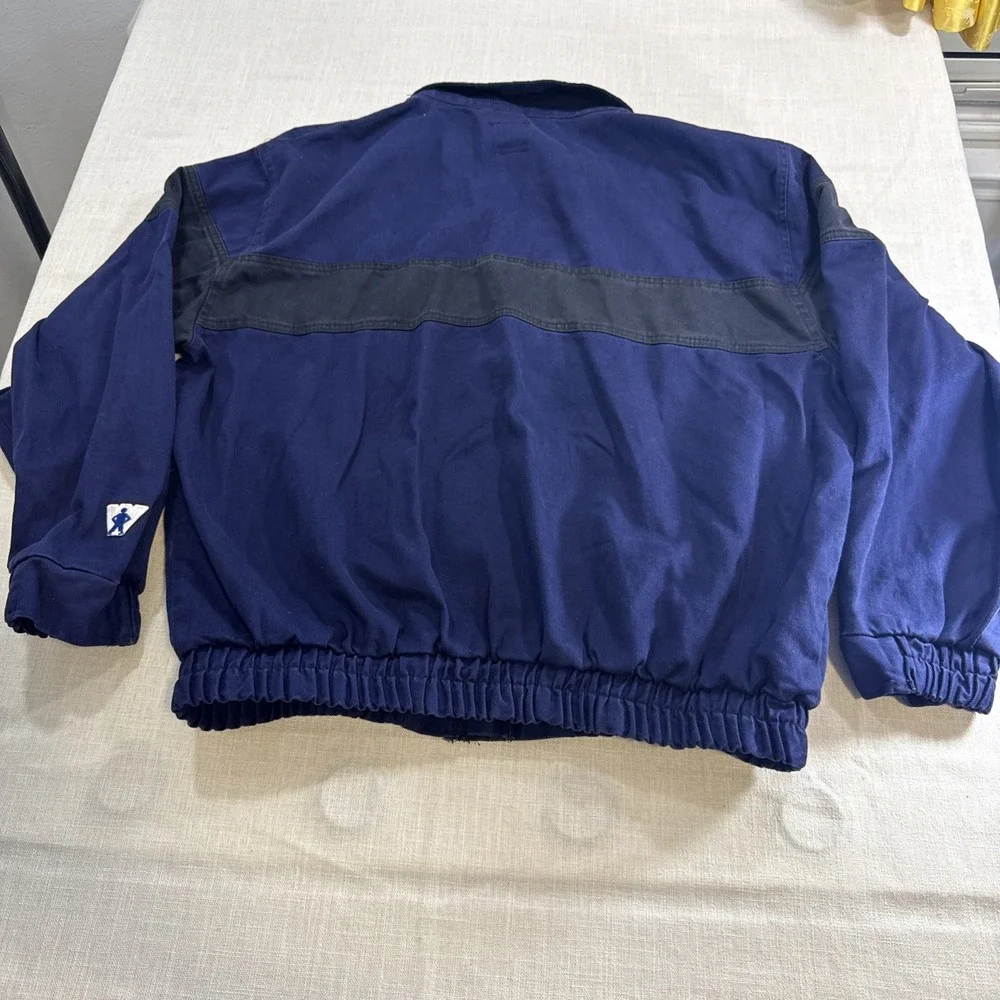 Vintage‎ Workrite Work Jacket Mens L Blue Elastic Hem Bomber Workwear USA Made